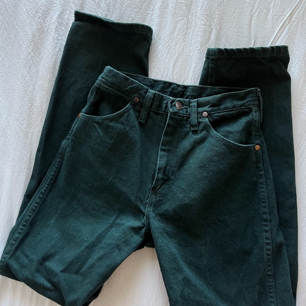 Wrangler dark green mom jeans!
